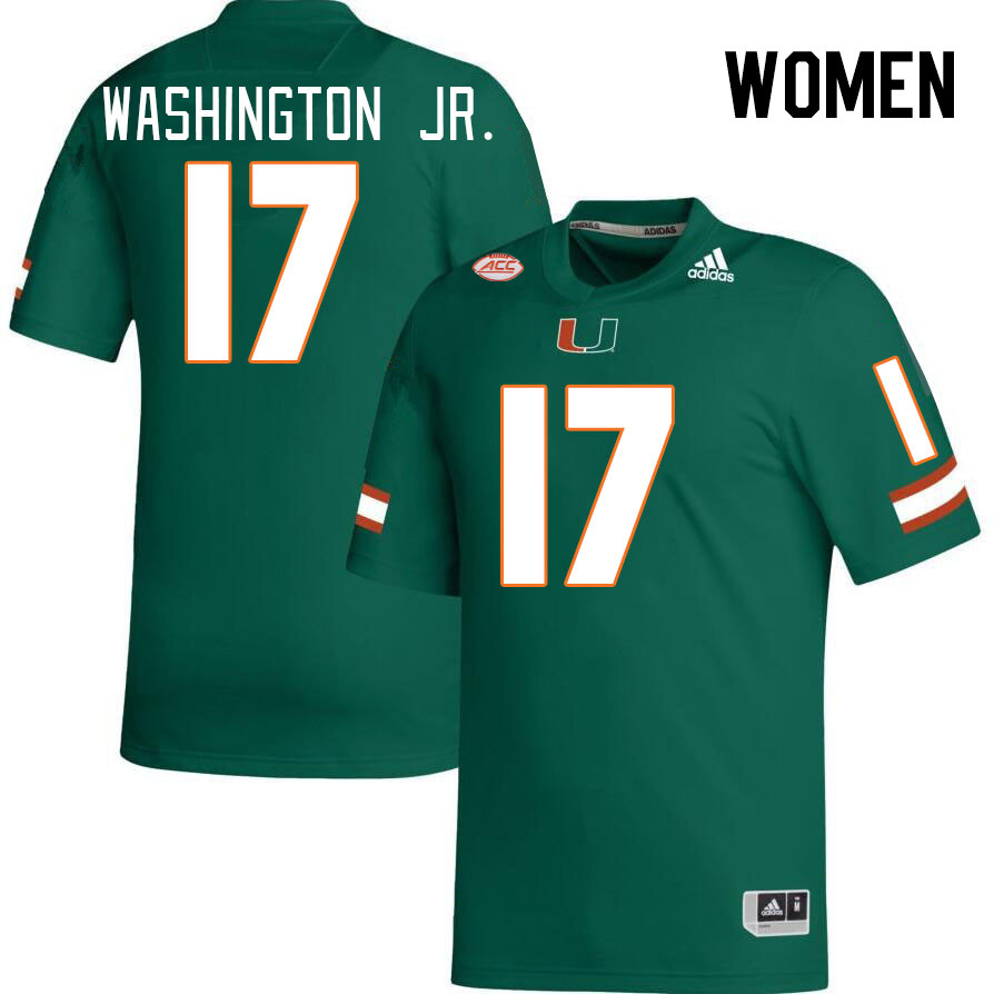 Women #17 Bobby Washington Jr. Miami Hurricanes College Football Jerseys Stitched-Green